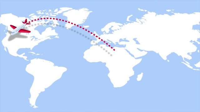 Animated flight of the plane over the map
