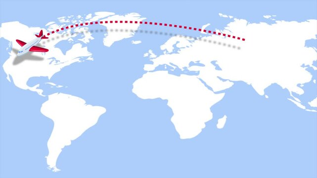 Animated flight of the plane over the map