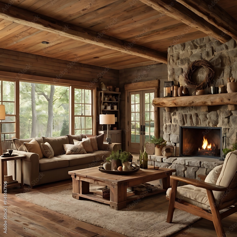 Wall mural country style living room