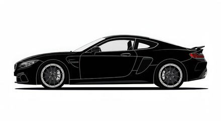 Fototapeta premium Car Silhouette white background, Sports car silhouette vector artwork on white background