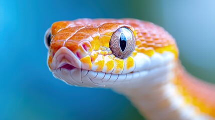 Obraz premium Close-up of an orange corn snake's head.