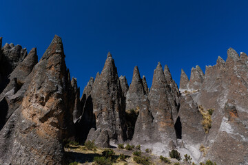 Pampachiri Stone Forest in Andahuaylas Peru. It is a spectacular rocky landscape in pointed or mushroom shapes, product of the eruption of the Qarwarasu and Sotaya volcanoes. 