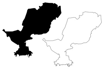 Podgorica Municipality (Montenegro, Municipalities of Montenegro) map vector illustration, scribble sketch Podgorica Capital City map