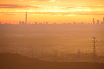 Fototapeta premium 夕焼けと都市景観