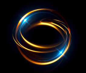 Glow swirl light effect. Circular lens flare. Abstract rotational lines. Power energy element. Luminous sci-fi. Shining neon lights. Magic arena. Swirl trail effect. Glint scene. Dynamic ellipse.