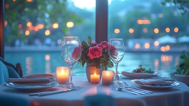 A refined dining table featuring neutral linens premium cutlery and artistic plating under soft warm lighting for a luxurious feel
