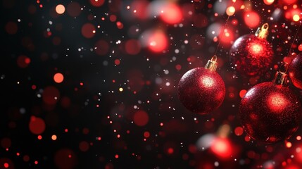 Christmas card with red baubles and copyspace copy space created with generative ai