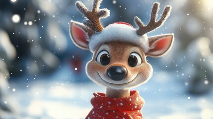 Christmas Cartoon Reindeer Character