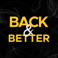  Open again . BACK & BETTER banner concept for re-opening of shop, fast food restaurant, barbecue shop are working again, BACK & BETTER. Social media post. marketing, designing
