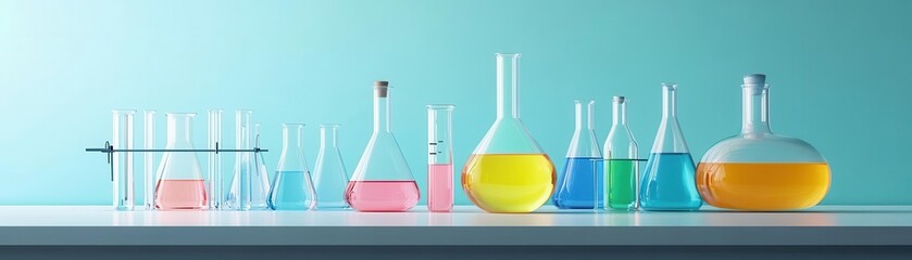 Element reaction flat design front view chemistry lab theme 3D render vivid