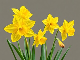 Fototapeta premium yellow daffodils isolated on black