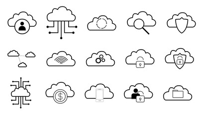 cloud computing icons set on white background
Vector set of modern technology icons