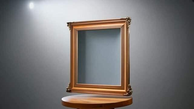 Classic golden frame rotating on display, featuring white, gray, and green screen options for customization