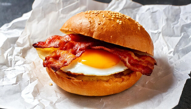 bacon and egg in a bun
