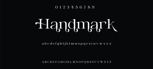 Luxury serif font in modern style. Elegant wedding alphabet letters font and number. Typography Luxury classic lettering serif fonts decorative vintage retro logo
