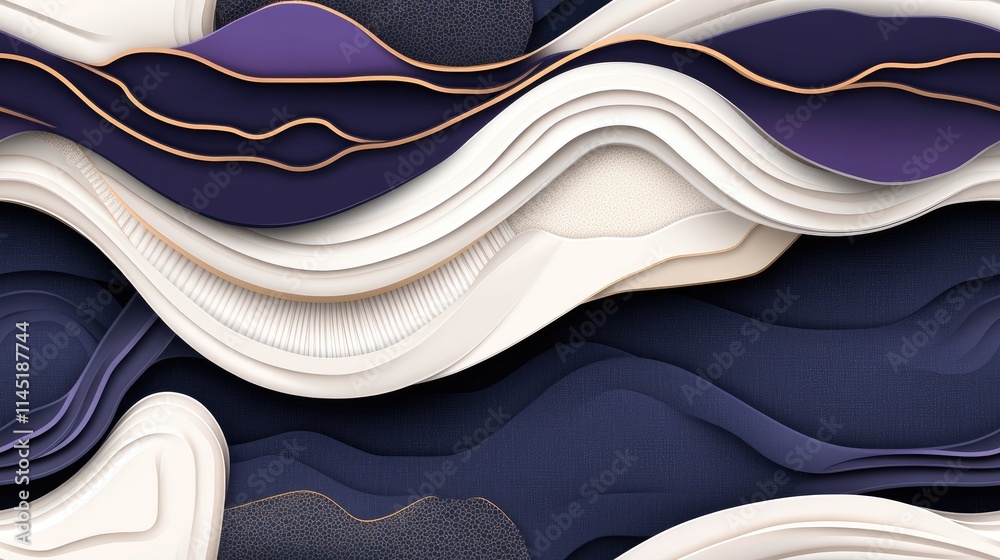 Poster abstract background showcases three-dimensional curves in deep colors, creating a sense of movement 