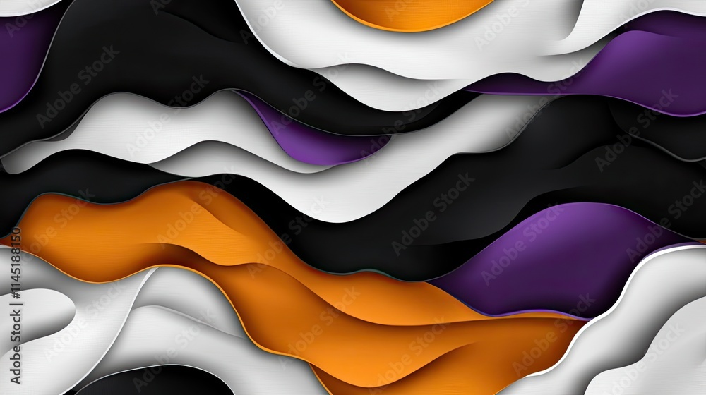 Poster abstract background showcases three-dimensional curves in deep colors, creating a sense of movement 