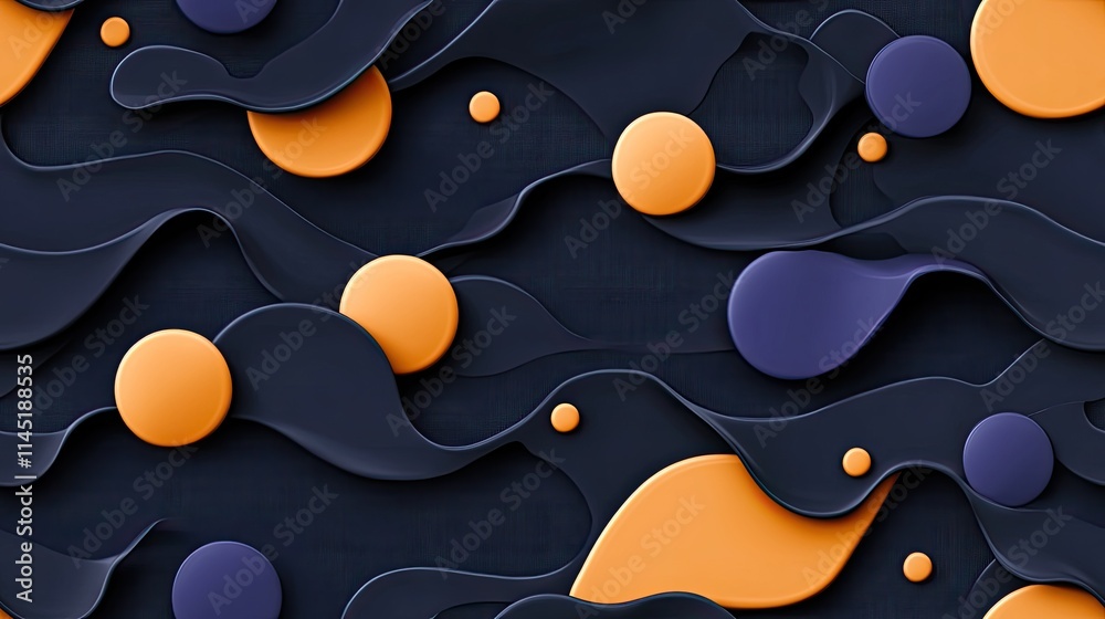 Poster abstract background showcases three-dimensional curves in deep colors, creating a sense of movement 