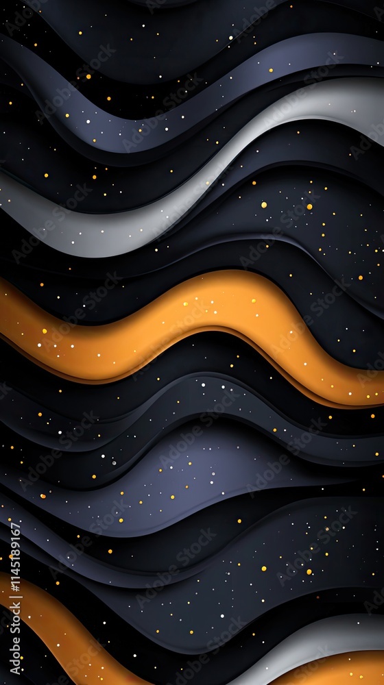 Poster abstract background showcases three-dimensional curves in deep colors, creating a sense of movement 