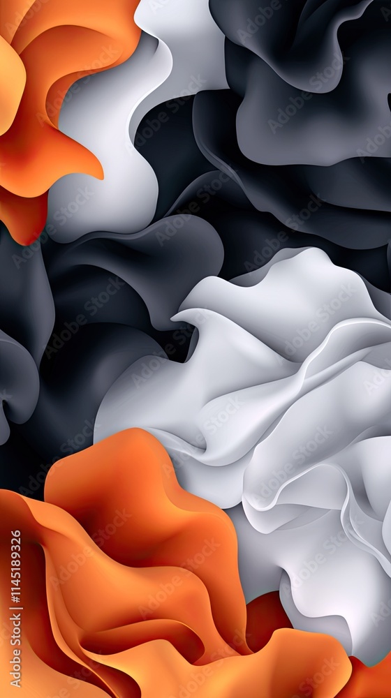 Poster abstract background showcases three-dimensional curves in deep colors, creating a sense of movement 