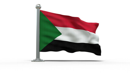 mini drapeau soudanais sur pied, posé sur un fond transparent - rendu 3D	
