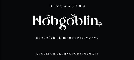 Luxury serif font in modern style. Elegant wedding alphabet letters font and number. Typography Luxury classic lettering serif fonts decorative vintage retro logo