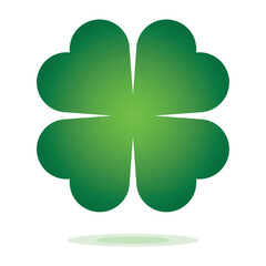 St Patrick's Day. Lucky Four-leaf clover, Green Four leaf clover vector icon. Lucky and happiness concept. Shamrock - green four leaf clover icon. Good luck theme design element.