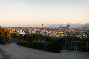 Obraz premium Panorama of Florence at sunrise from Michelangelo Square. The best view in the world.