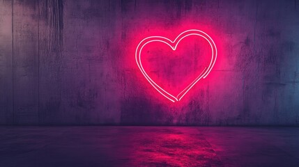 Neon Pink Heart Sign on Urban Wall for Romantic Atmosphere