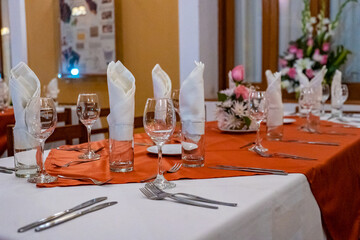 Elegant Table Setting for Romantic Dinner or Celebration