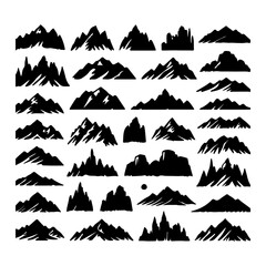 Mountains silhouettes set. mountain icons set