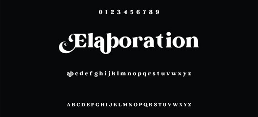 Elegant minimalist serif alphabet display font vector. Decorative typography style