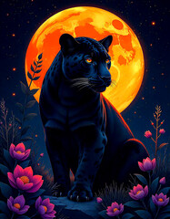 tiger on the night sky