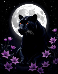 cat on the night sky