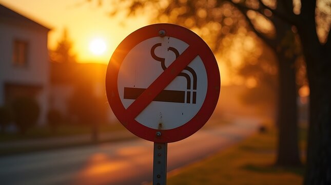 Sunset Glow Over No Smoking Sign