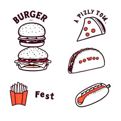 fast food icons set