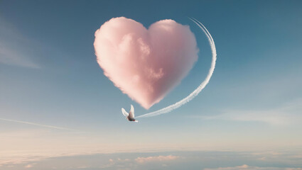 Fototapeta premium heart shaped cloud in sky. Valentine's Day. Card
