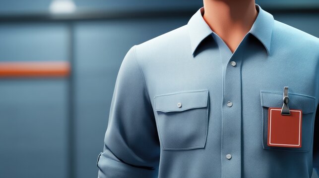 3D Illustration of an Expert Name Tag Sticker on a Shirt for Experienced Workers and Employees