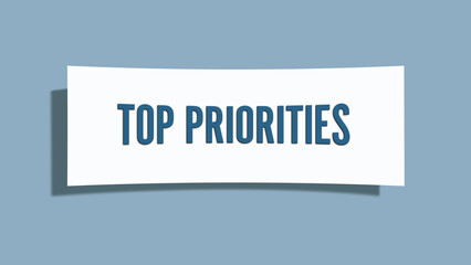 Top Priorities. A card isolated on blue background.