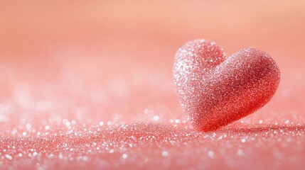 Fototapeta premium Glittering Pink Heart Symbol on Soft Blurred Background