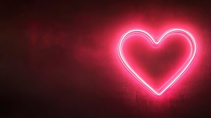 Bright Neon Heart Sign Glowing Against Dark Wall Background