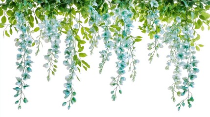 Lush Greenery with Delicate Blue Floral Hanging Decoration