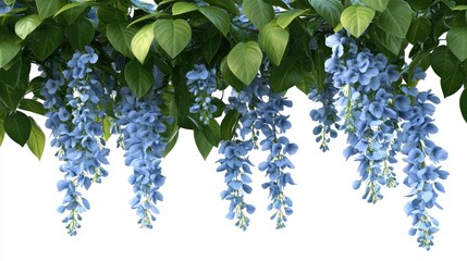 Beautiful Blue Flowering Wisteria with Lush Green Leaves