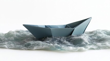 Psychology Emotions Motivation A paper boat sailing on a turbulent sea, symbolizing adventure.