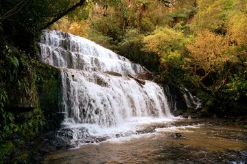 Fototapeta premium Majestic Purakaunui Falls in New Zealand - Stunning Waterfall