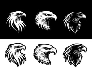 Eagle Head Silhouette, Eagle Vector, Eagle Clipart, Black and White Eagle, Eagle Logo, Bird Silhouette, Eagle Design