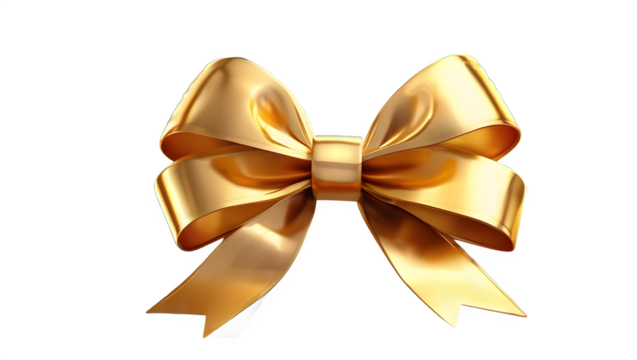 Golden bow with elegant folds on a black background