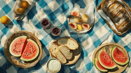 Fresh Summer Picnic Spread with Watermelon and Homemade Treats