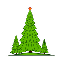 A Christmas tree silhouette with a prominent star at the top