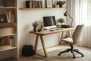 Modern Minimalist Home Office with Scandinavian Design